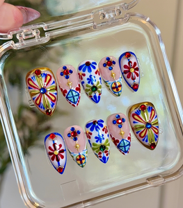 Heirloom custom acrylic nail set — handmade press-on nails