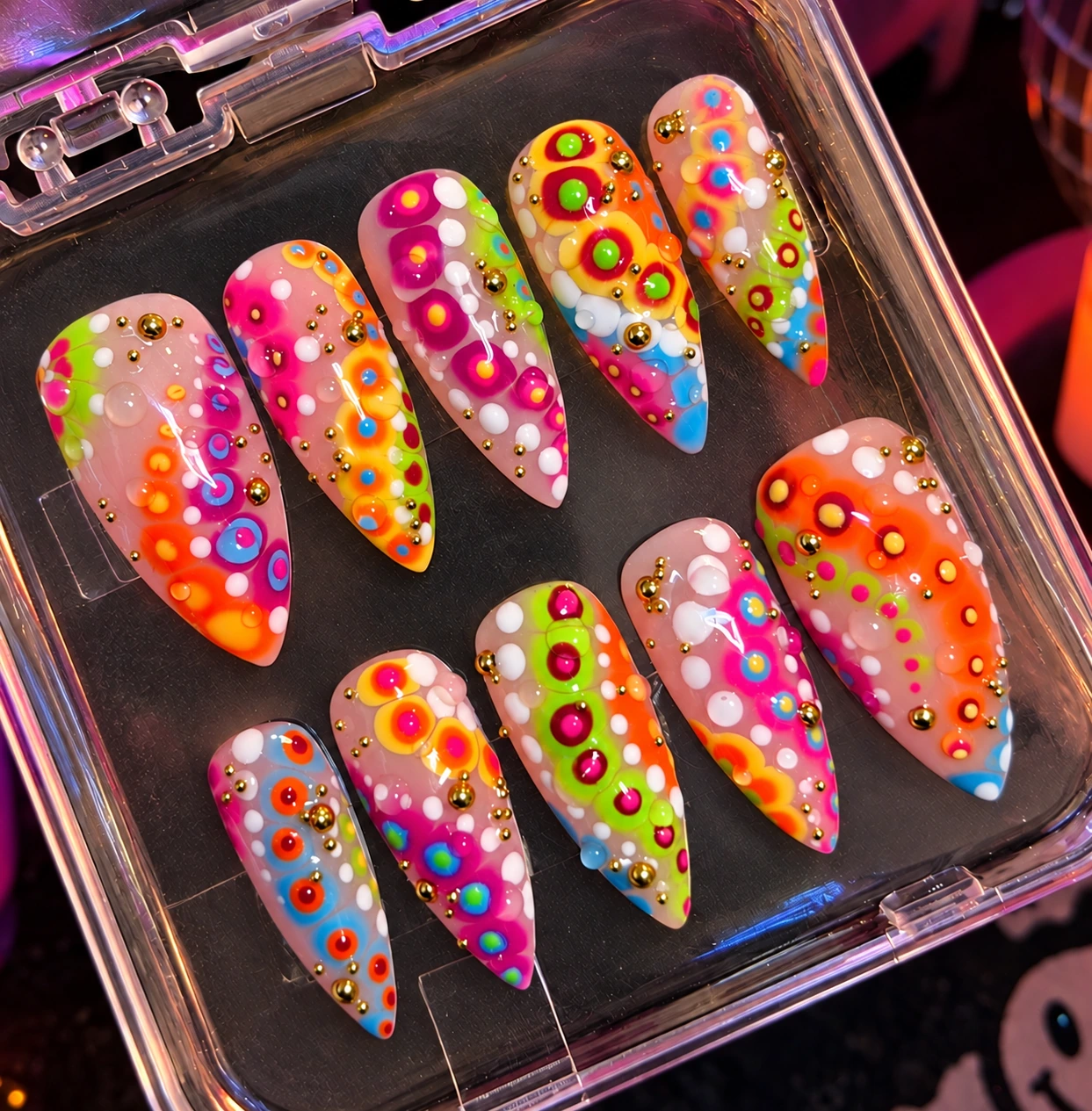 Confetti Garden custom acrylic nail set — handmade press-on nails